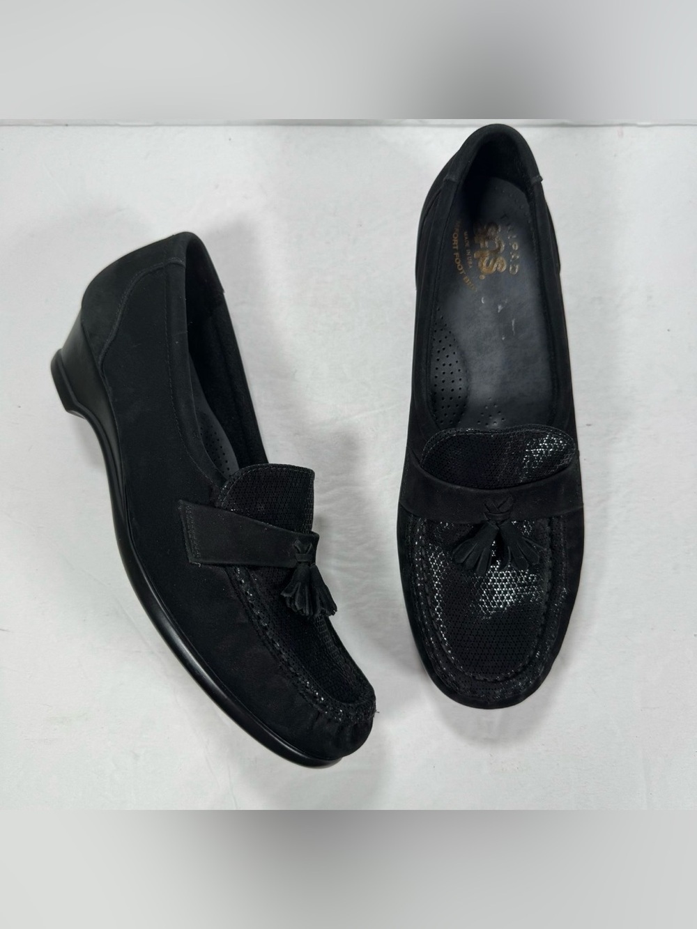 SAS Tripad Technology Taylor Black Suede Comfort Shoes Loafers Women Size 7.5M